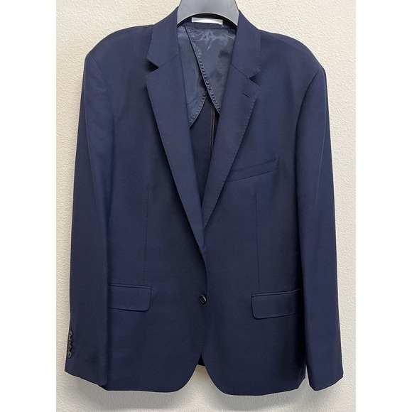 Reiss Wool Mohair Unlined 2 Button Blazer Men's Size 44 Navy Blue - Picture 9 of 14